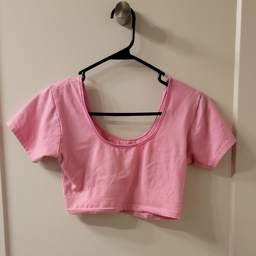 Pink Scoop Neck Choli Crop Top